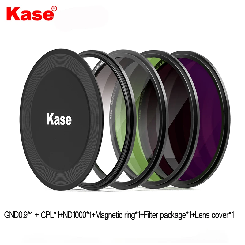 Kase Wolverine Magnetic Professional Filter Kit contain ( CPL + ND1000 + GND0.9 + Lens Cap+filter bag ) Photography suit