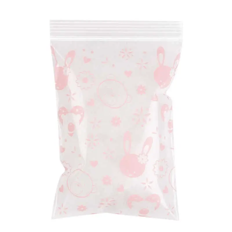 Pink Rabbit Small Plastic Zipper Bag Ziplock Bag Ziplock Pill Packaging Pouches Mini Zip lock Bags Plastic Packaging Bags 100pcs