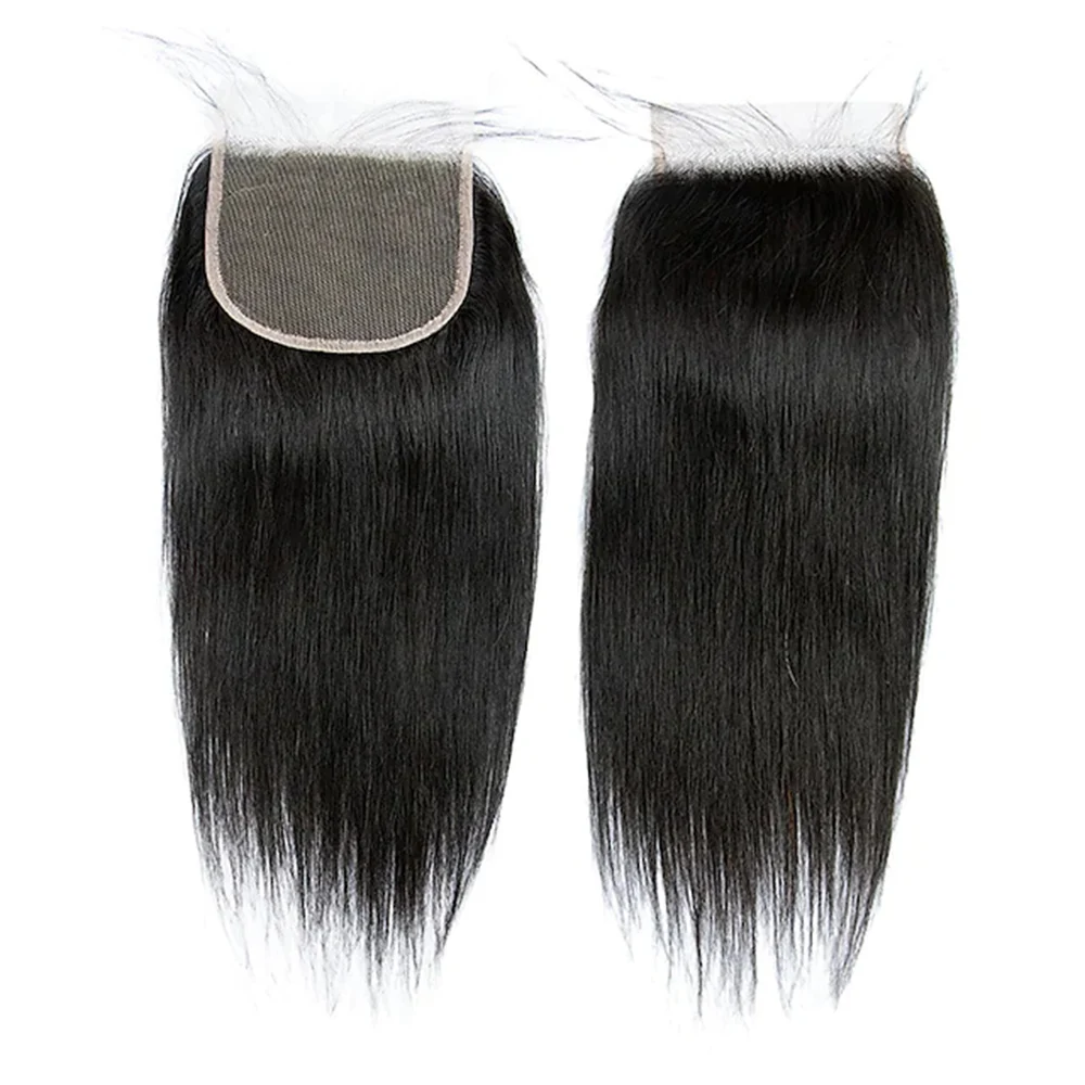 12 inch 4x4 closure wig Straight Free Part Middle Part / Side Part Korean Lace Remy Human Hair Women's Lace Closure