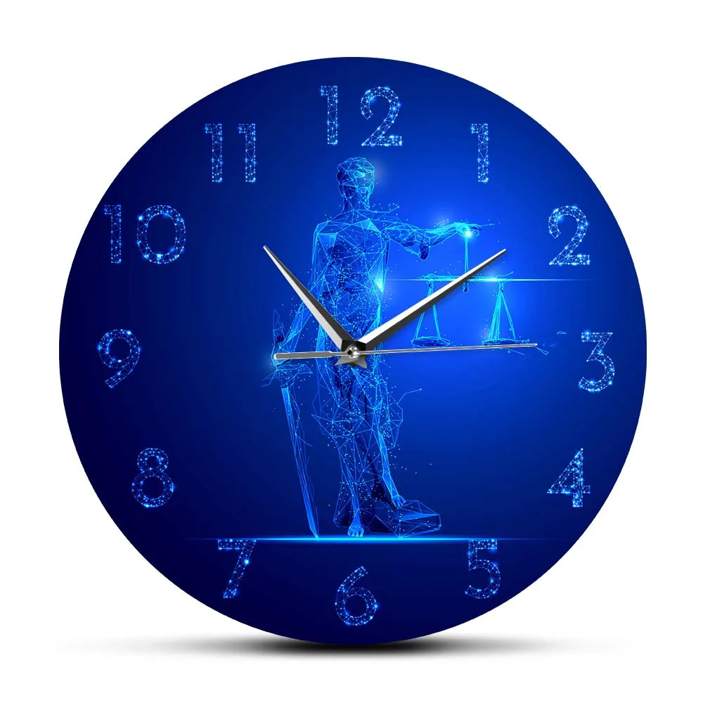

Polygonal Themis Justice Goddess Wall Clock Legal Law Office Home Decor Futuristic Justice Law Judgement Modern Attorney Clock