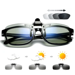 VIVIBEE Polarized Square Fishing Flip Up Clip on Sunglasses Men Photochromic Aviation UV400 Sun Glasses for Night Vision Lens