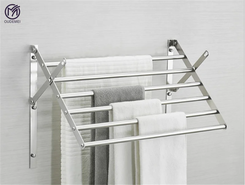 Brushed nickel SUS 304 Bathroom Hardware Towel Rack Organizer Bath Accessories Movable Towel Holder