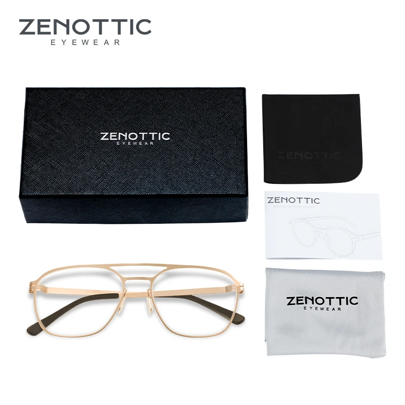 ZENOTTIC 2024 Design Double Bridge Glasses Men Lightweight Pilot Large Optical Eyeglass Frame