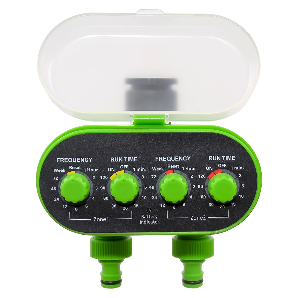 Two Outlet Ball Valve Electronic Automatic Watering Four Dials Garden Water Timer Garden Irrigation System Controller for Garden