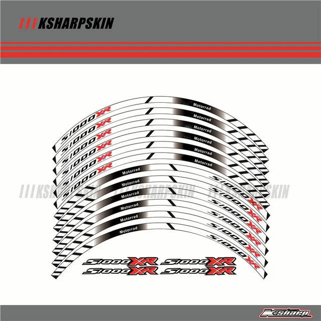 12 X Thick Edge Outer Rim Sticker Stripe Wheel Decals FIT  BMW S1000XR s100 xr 17''