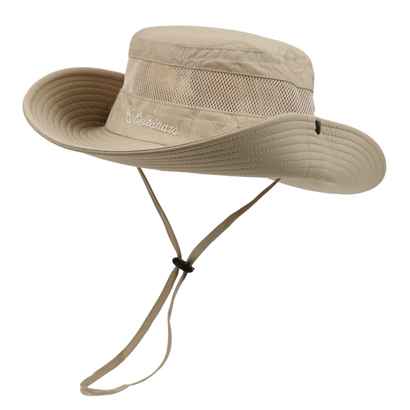 Summer Sun Hat Bucket Men Women Boonie Hat Quick Dry Outdoor UV Protection Hiking Fishing Mesh Breathable Panama Hat UPF50+