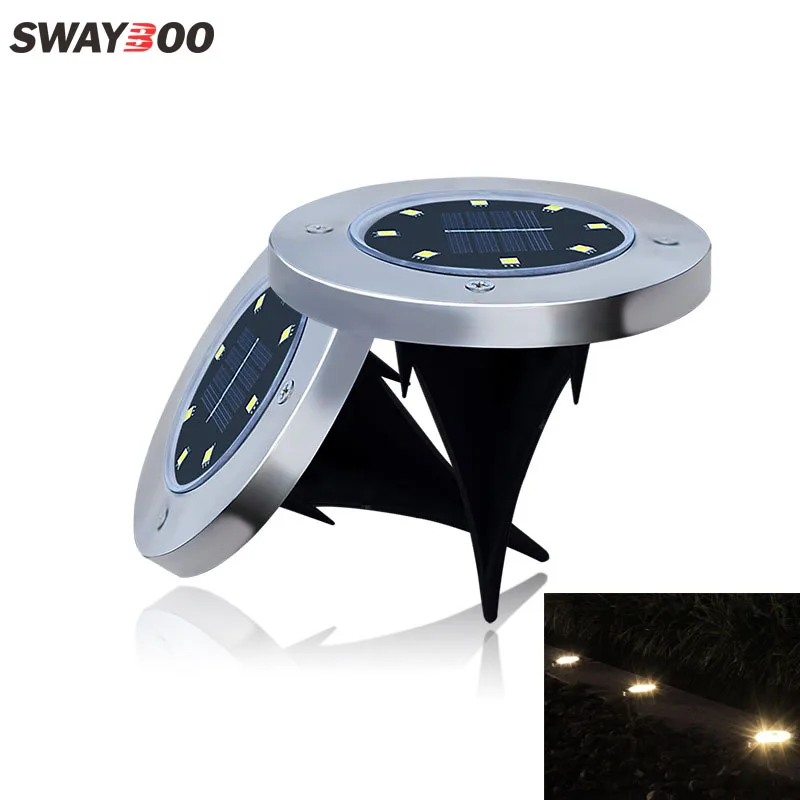 

Swayboo IP65 Grade Waterproof 8LED Solar Stainless Steel Underground Light Outdoor Ground Lawn Lamp Garden Decoration Grass Lamp