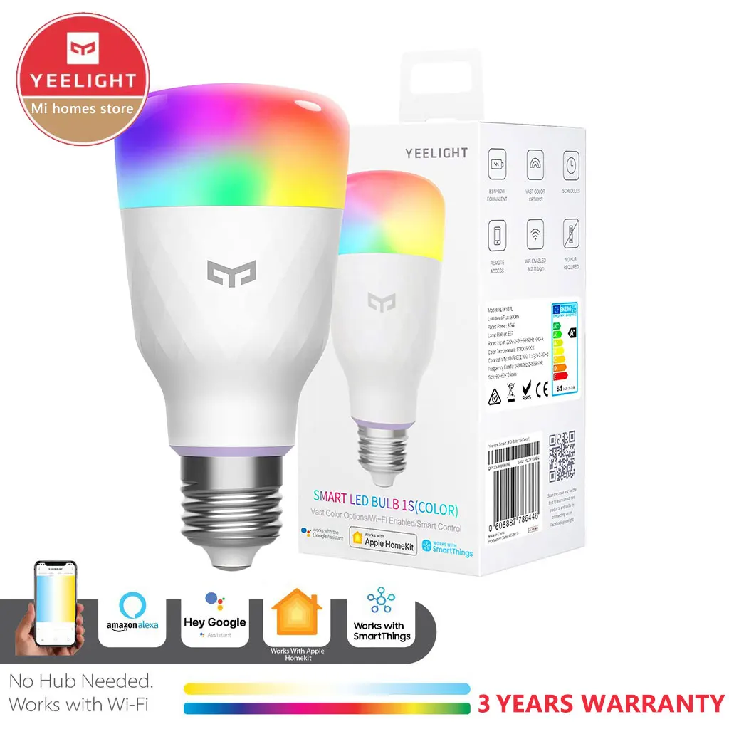 YEELIGHT LED Light Bulb 1S Smart Light Bulb Color Changing Bulbs,Dimmable LED Bulb,Work with Razor Chroma,Apple HomeKit,Siri