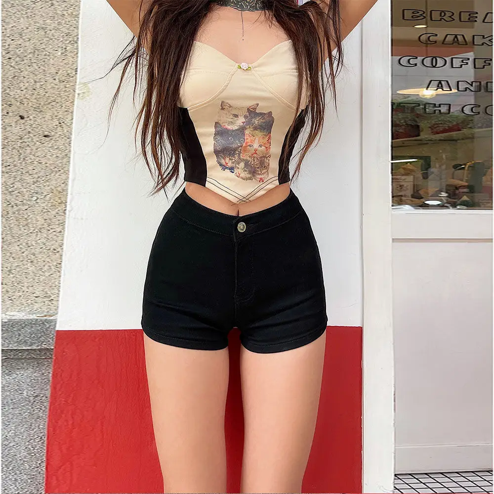 2021 new summer high waist stretch jeans women's skinny sexy hip lifting slim fit long leg fashion shorts jeans