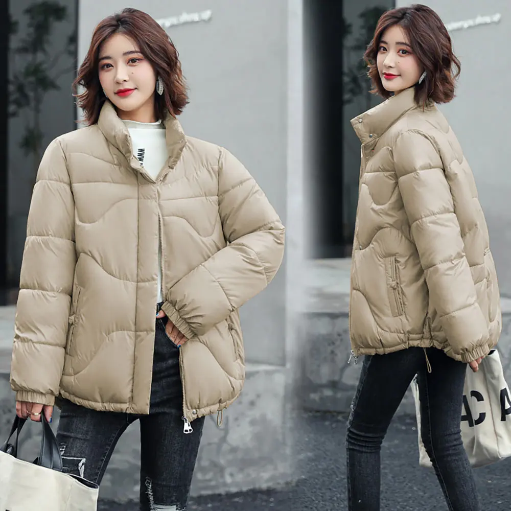 Vielleicht Winter Jacket Women Stand Collar Female Parkas Thicken Outerwear Solid Winter Coat Short Cotton Padded Women Clothing