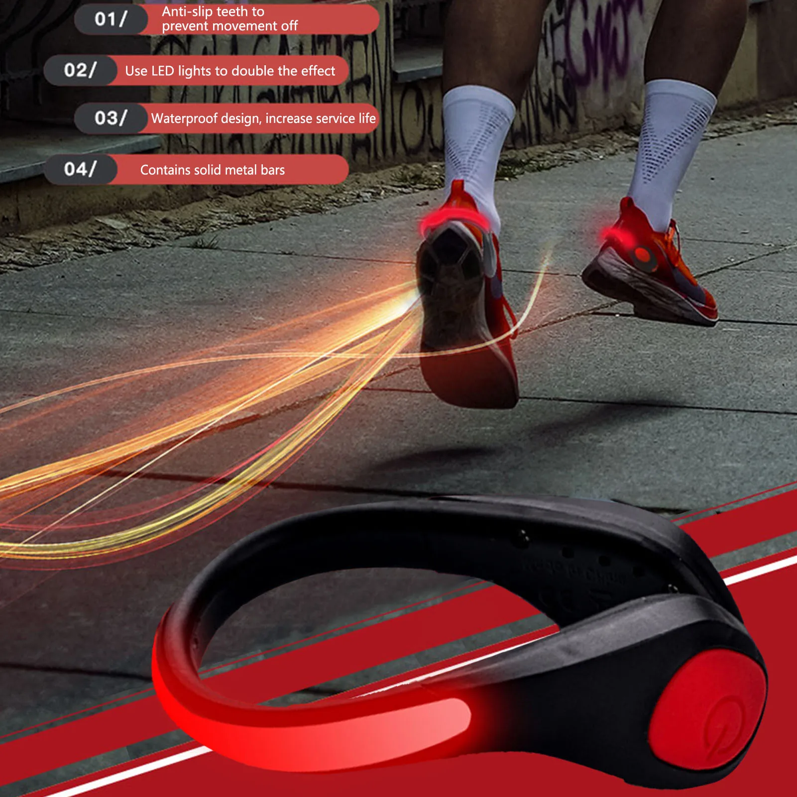 LED Shoe Clip Light Rainproof Flashing Lamp Safety Warning Light for Outdoor Sports Night Running Walking Cycling Luminous Clip