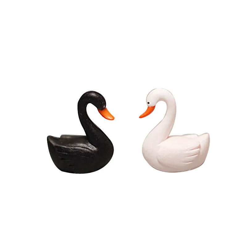 Simulation animal miniature ornaments black and white swan miniature model plastic decoration