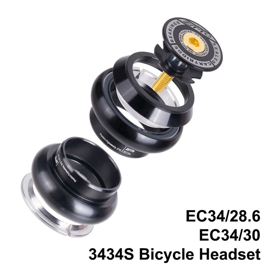 34mm Threadless Bike Headset SEALD BEARING Aluminum alloy w/ Top Cap Black for FSA