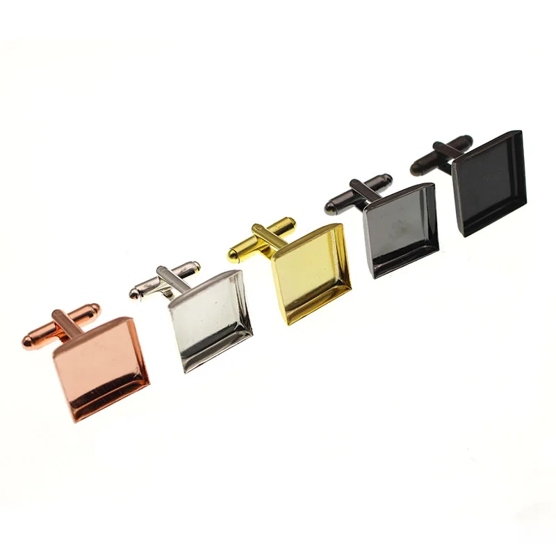 10pcs 16 18 20 25mm Copper Blank Square Cufflinks Base for Jewelry Findings Cufflink Tie Clips Cabochon Setting DIY Clothes