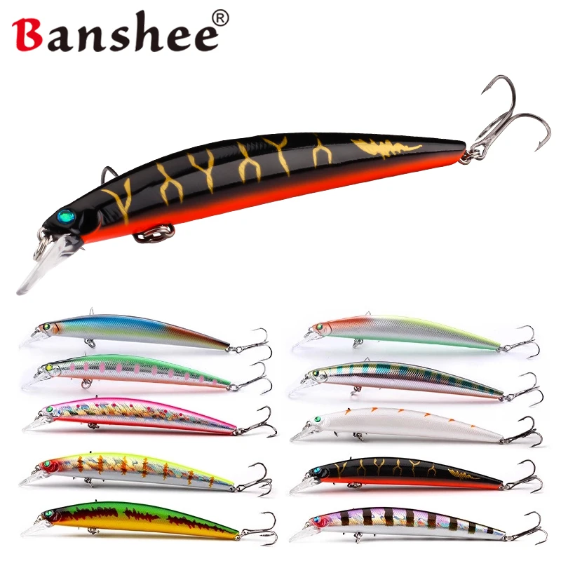 

Banshee Laser Floating Minnow Fishing Lure Rattling Jerkbait Wobbler For Fish Pike And Perch Artificial Jerk Bait Hard 115mm 10g