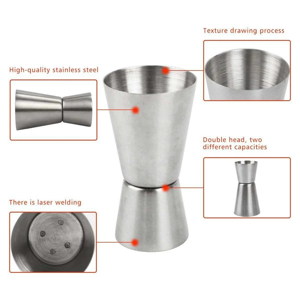 15/30 25/50 20/40 30/60ml Stainless Steel Measuring Cups Bar Party Wine Cocktail Shaker Dual Shot Jigger Liquid Drinks DIY Tools