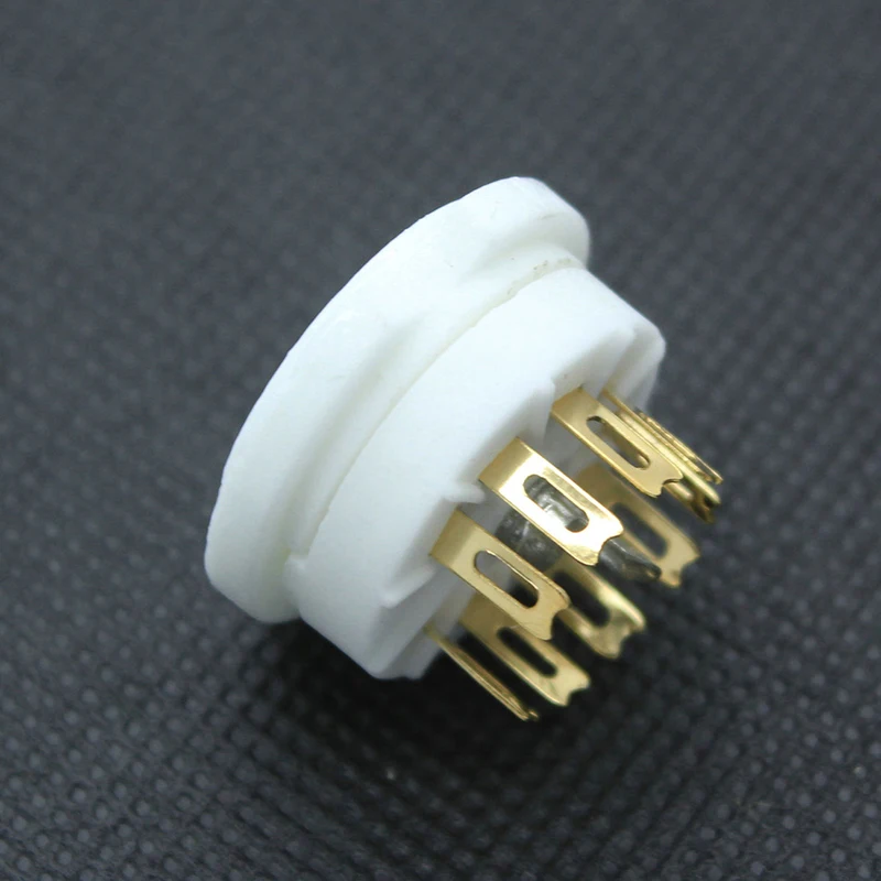 5PCS Gold Chassis Mount 9pin Ceramic Vacuum Tube Socket Base FOR 12AX7 EF86 6922 EL84 6DJ8 12AU7 12AT7 Hifi Audio Guitar Tube