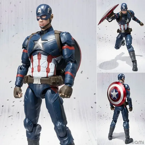 SHF Marvel Avengers 4 Captain America 3  PVC Action Figure Collection Statue Model Toy New Year\'s Christmas Gift 15cm