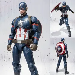 SHF Marvel Avengers 4 Captain America 3  PVC Action Figure Collection Statue Model Toy New Year's Christmas Gift 15cm