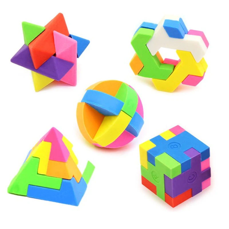 Free ship  6 12 24 Creative Cute Children School Puzzle Cube Eraser for Kids Party Loot Bag Pinata Filler Rewards Prize favors