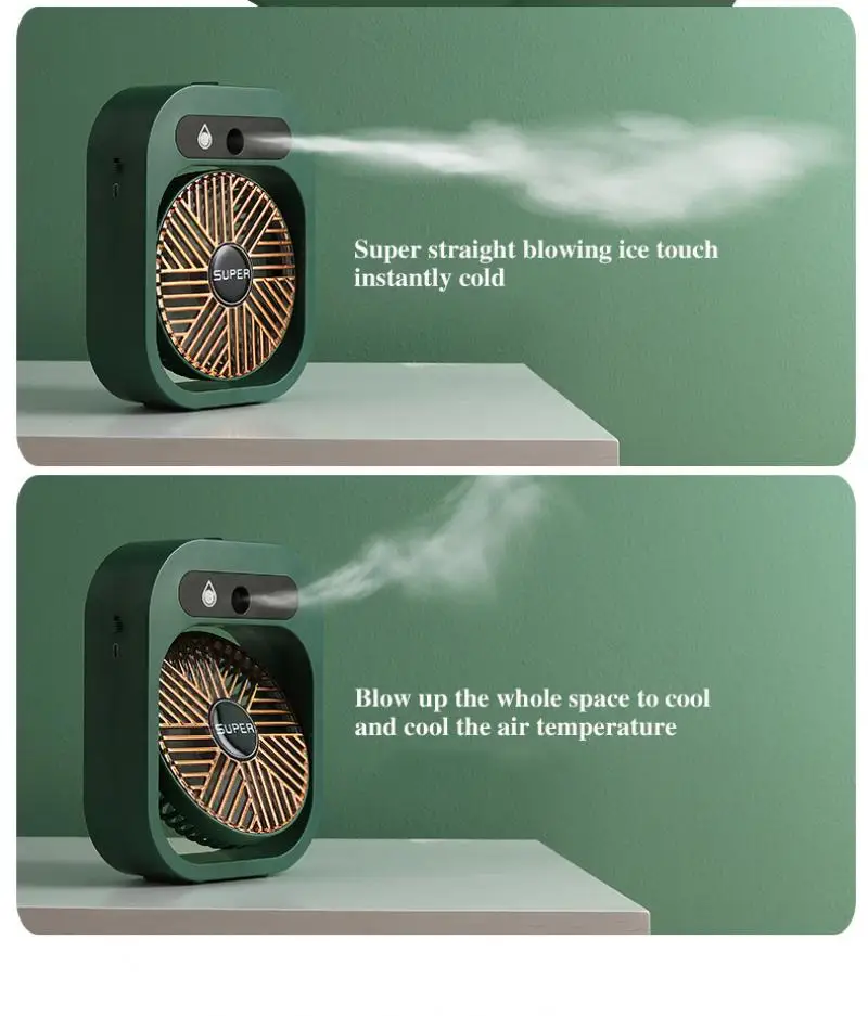 مبرد الهواء مروحة سطح المكتب أوسب مصباح ليد مروحة مكيف الهواء تنقية الترطيب 1200 Mah المحمولة المياه المبردة مروحة تبريد الهواء