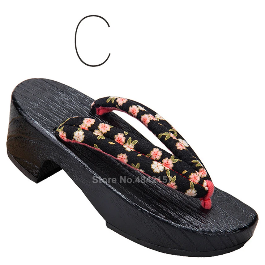 Halloween Shoes for Women Japanese Traditional Cosplay Slippers Wooden Geta Clogs Flip Flops Kimono Oriental Sandals Sauna Wear