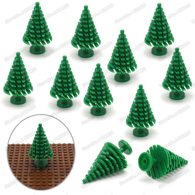 Blocs de construction en pin pour décoration de noël, accessoires d'arbre, Moc, montage de figurines, jardin familial, modèle de forêt, cadeaux pour enfants, jouets à faire soi-même