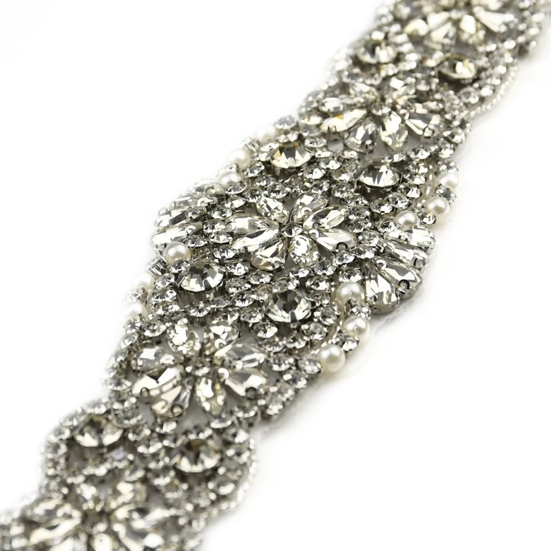 3D Hand-made Rhinestone Applique, Crystal Diamond Accessories, Belt for Wedding Dress, WRA-1039