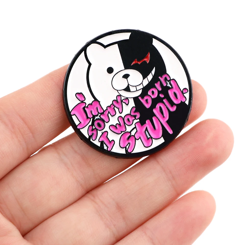 PF1238 im sorry, i was born stupid Soft Enamel Pin Anime Enamel Pins for Clothes Badges Gifts Jewelry Accessories