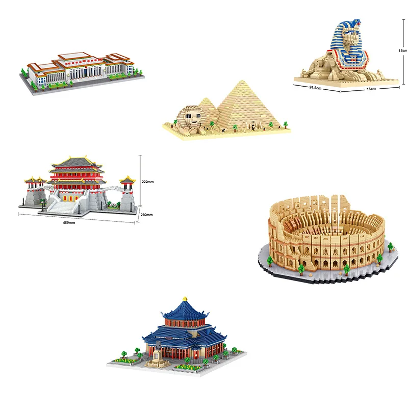 

Diamond Micro Building Block Sphinx Architecture Colosseum Model Castle Mini High-Tech Bricks Toys Decoration Gift