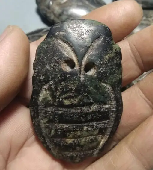 Hongshan culture antique jade black iron meteorite cicadas statue