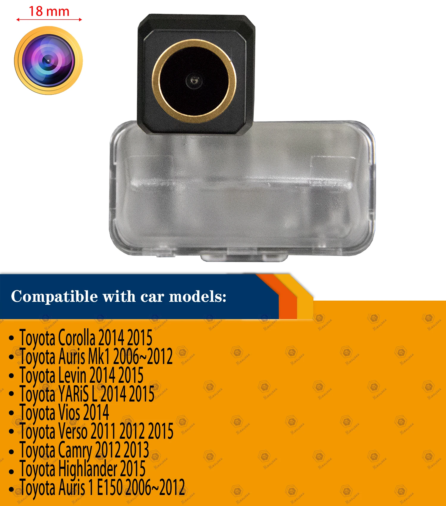 HD 1280x720p Golden Camera Reversing Backup Camera for Toyota Corolla Levin YARiS L Vios Verso Camry Highlander Toyota Auris Mk1