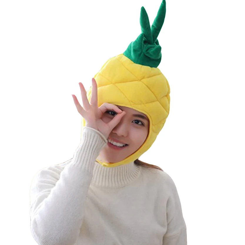 

Japanese Cute Pineapple Hood Hat Plush Toy Birthday Stuffed Cap Gift