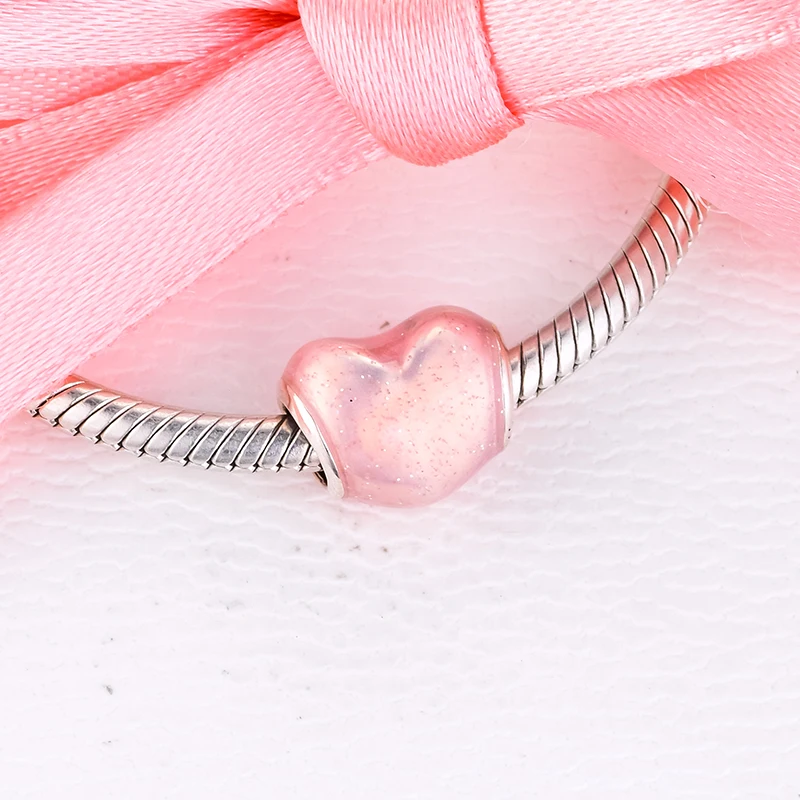 

DIY Fits For CKK Bracelets Glittering Heart Charms 100% 925 Sterling Silver Beads Jewelry Free Shipping