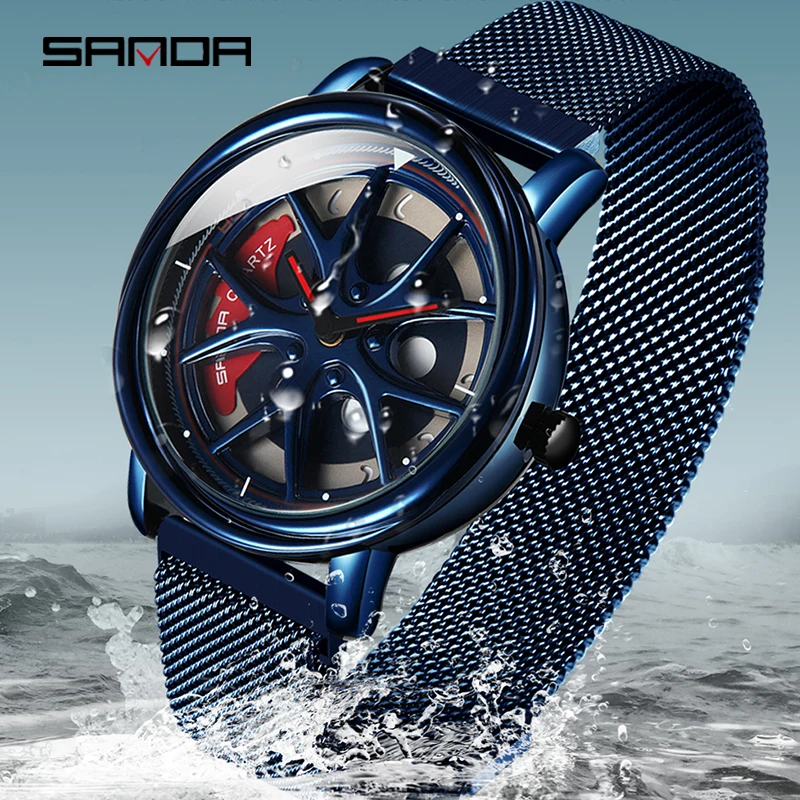 

2020 SANDA Hot Sell Quartz Movement Men Watch Life Waterproof Creative Wheel Rotating Dial Magnet Clasp Relogio Masculino 1025