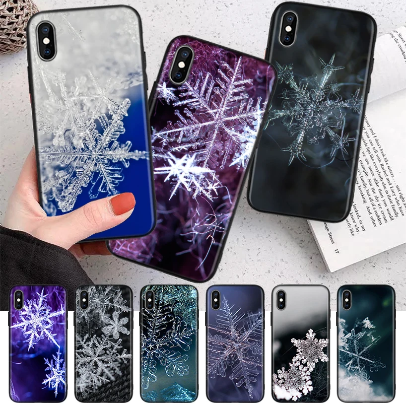 Śnieg śnieżynka zima zimny silikonowy pokrowiec Coque dla iPhone 11 Pro Max 12 Mini 13 X XS XR 7 8 6 6S Plus 5 SE telefon Shell okładka zabawa