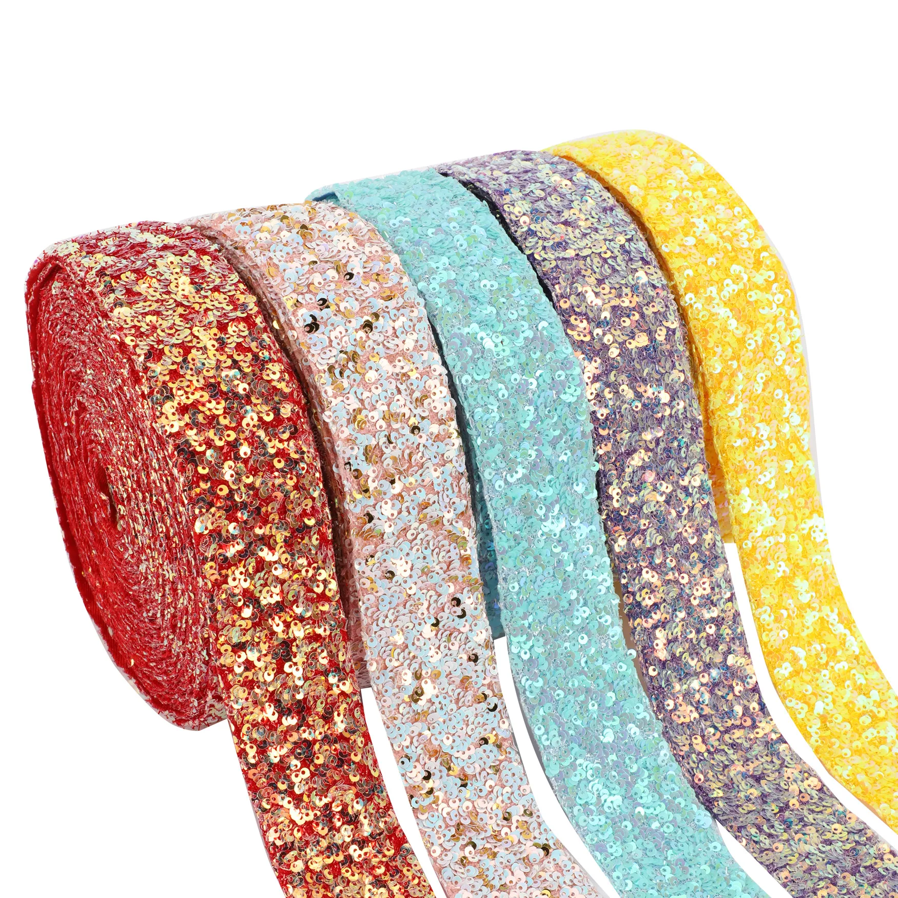 HSDRIBBON 1-1/2 inch 38mm Listones HSD-Genuine Series colorful Spring Summer Sequin Ribbon 25Yards/Roll