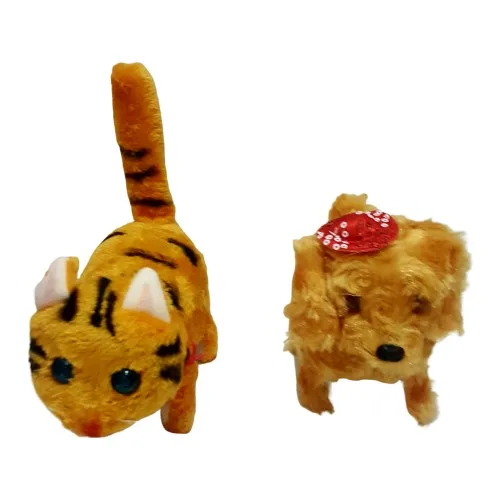 Battery operated Walking Cat + Dog 2'li