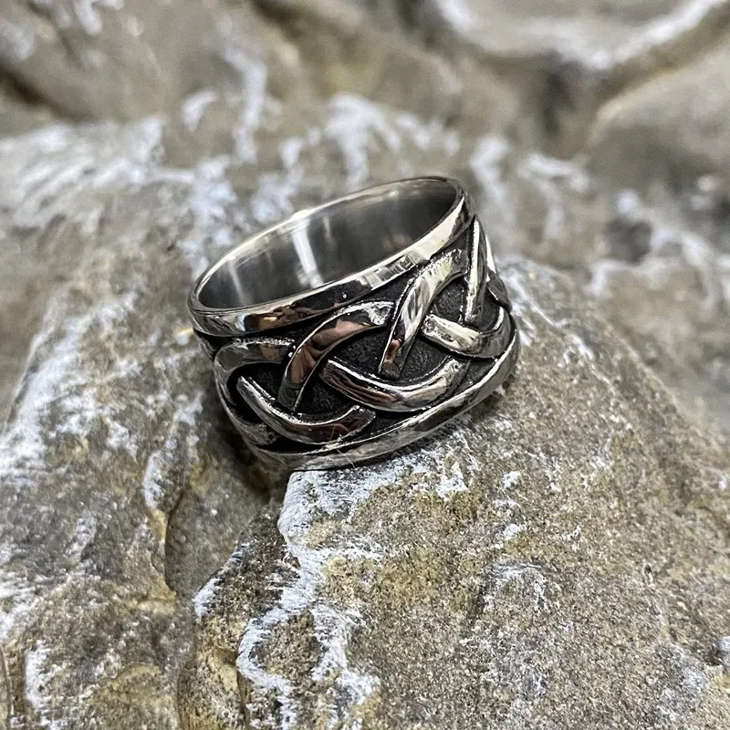 Celtic Knot Viking Rings Stainless Steel Interweave Punk Gift For Mens Ring Fashion Vintage Unisex Jewelry Geometric Wholesale