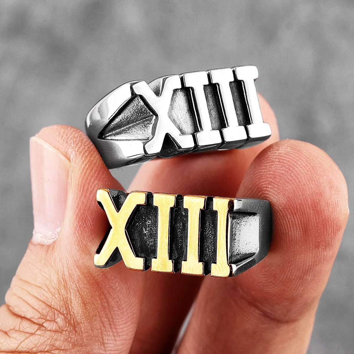 Roman Numeral 13 Stainless Steel Mens Rings Punk Retro Unique  Amulet for Male Boyfriend Biker Jewelry Creativity Gift Wholesale