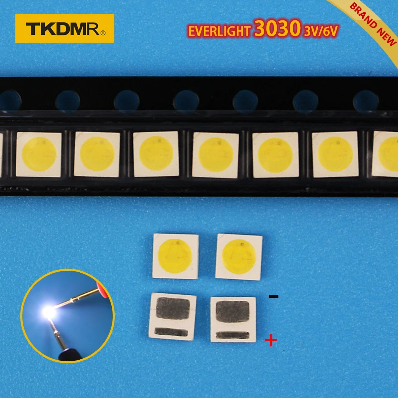 

100pcs led tv backlight 1.2W 3030 3V 6V kit electronique led for lcd tv repair Assorted pack kit Cool whiteFree shipping in