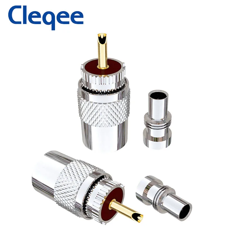 Cleqee-Adaptador de soldadura con reductor para Cable Coaxial, 10 Uds., UHF macho, PL259, RG8, RG213, LMR400, Conector de antena de Radio Ham