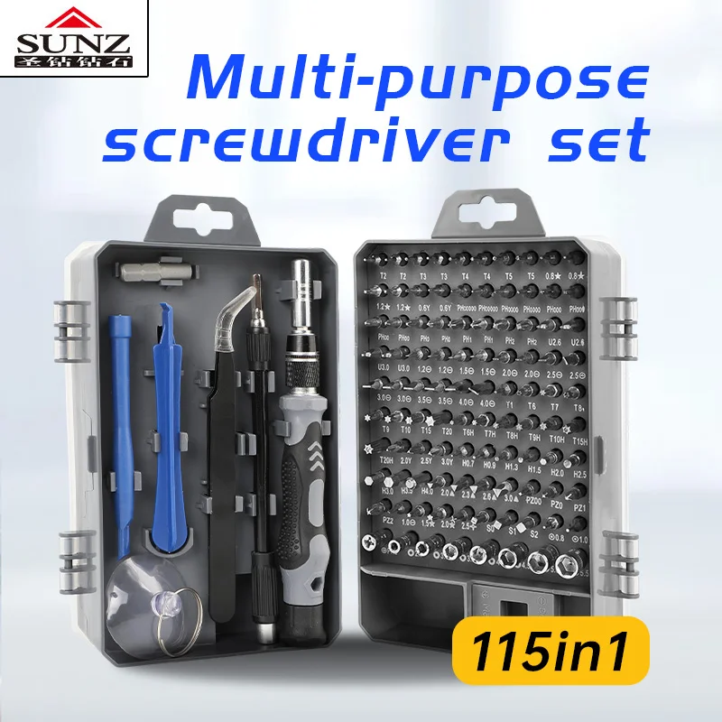 

SUNZ 115 in 1 Screwdriver Set of Screw Driver Bit Set Multi-function Precision Mobile Phone Repair Device Hand Tools Hex