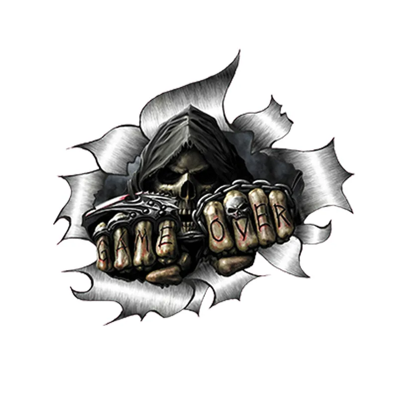 

Автомобильная наклейка, одинарный металлический разрыв, открытый мрачный жнец, череп, Стайлинг JDM Race Van, велосипедные аксессуары для дрифта, ПВХ наклейка, 14 см * 13 см