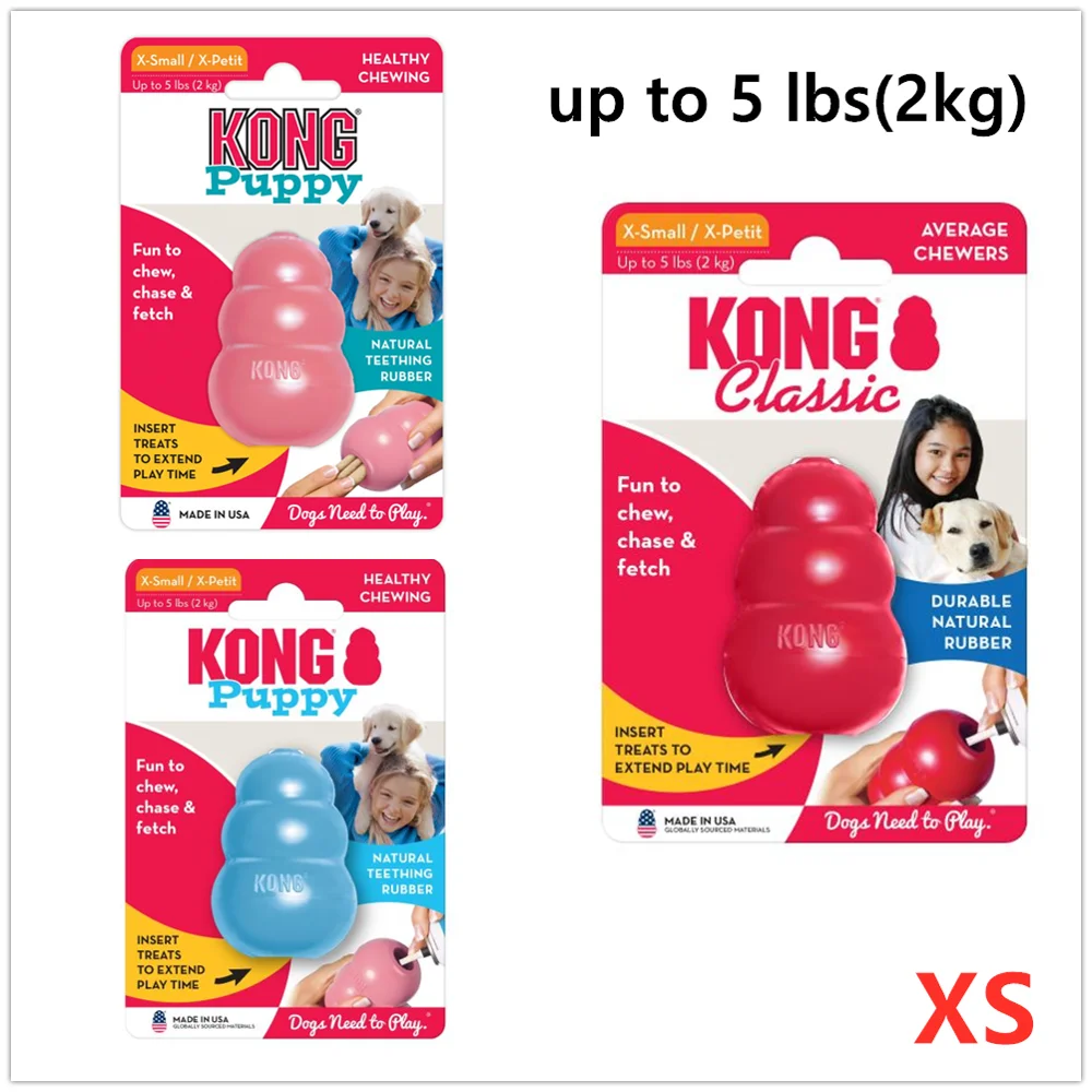 XS-Size KONG Classic Dog Chew Toy Collection Up to 5lbs(2kg)