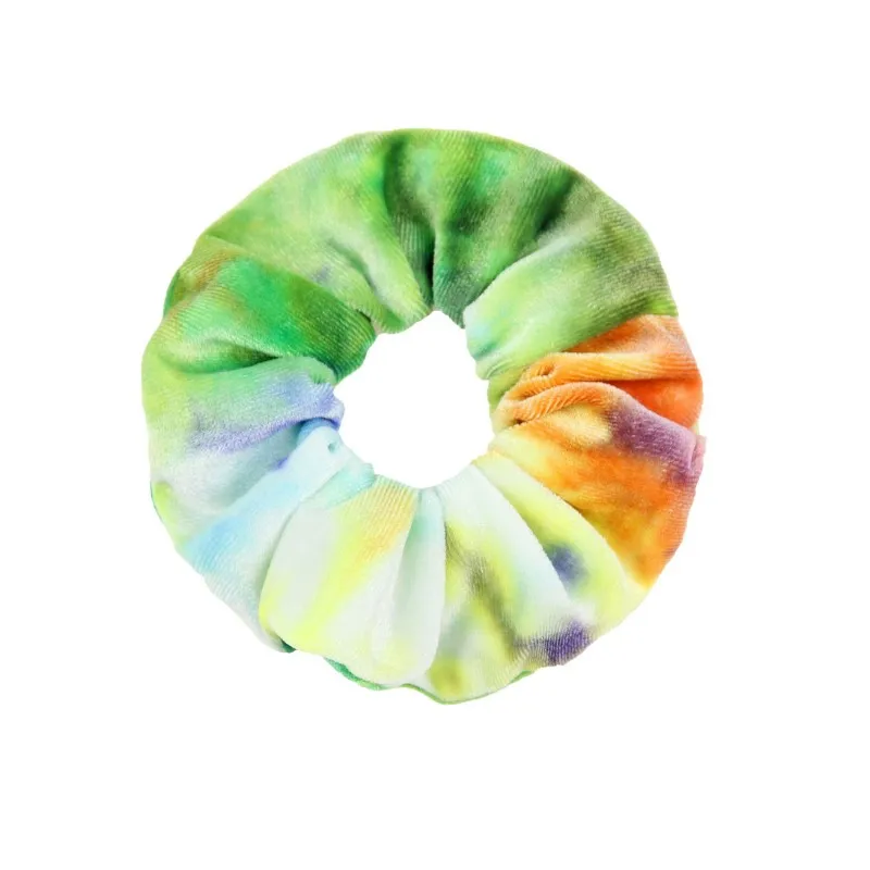 Tie-dyed Velvet Hair Scrunchies Rainbow Elastic Hair Bands Colorful Hair Holder Hair Accessories Gift