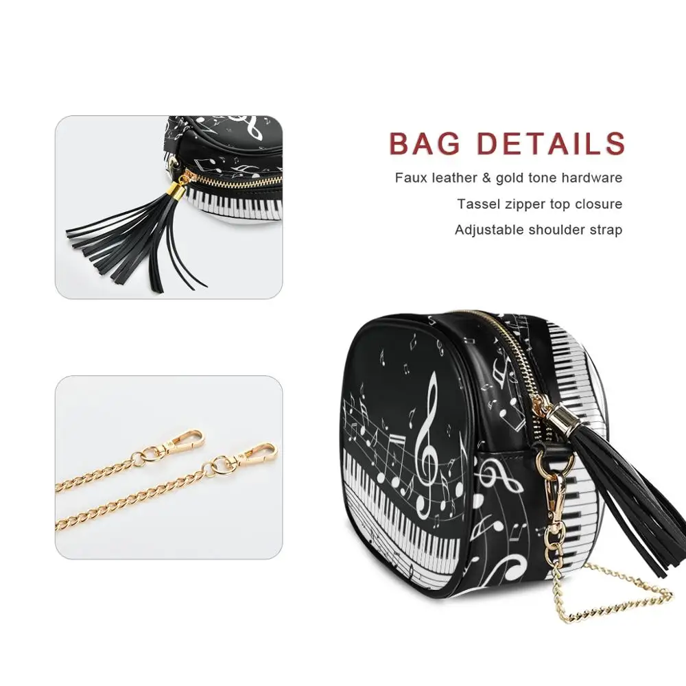 ALAZA Leather Crossbody Bags For Women Chain Messenger Shoulder Bag Music Note Piano Ladies Purses and Handbags Cross Body 2020