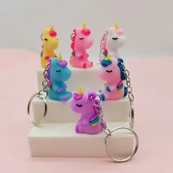 Cartoon Mini 4cm Color Unicorn Keychain Three-dimensional Unicorn Doll Bag Pendant Creative Gift