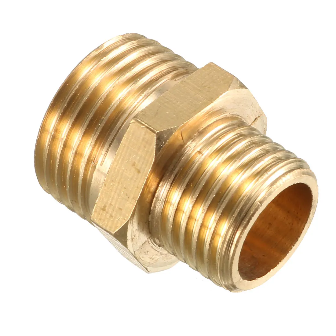 uxcell 6pcs Gold Tone Hex Reducing Nipple G1/4 to G3/8 Male Thread Pipe Brass Fittings