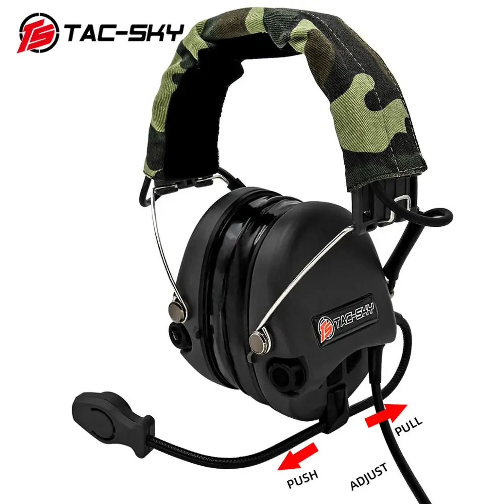 戦術的なノイズキャンセリングTAC-SKY-SEVENヘッドセット,航空会社のパイロットヘッドセット,狩猟,スポーツ,Airsoftシューティングヘッドセット